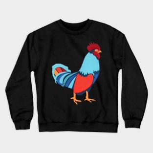 Chicken Blue Red Orange Gold Original Paper Art Hand Cut Crewneck Sweatshirt